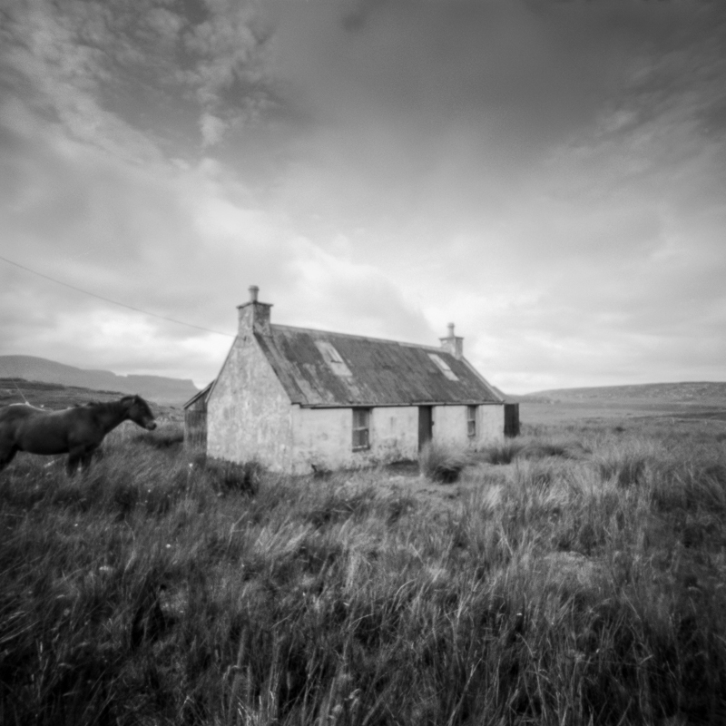 pinhole photograph of horse and croft on staffin skye